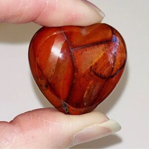 Carnelian Agate Puffy Heart Polished Palm Healing Reiki 1”